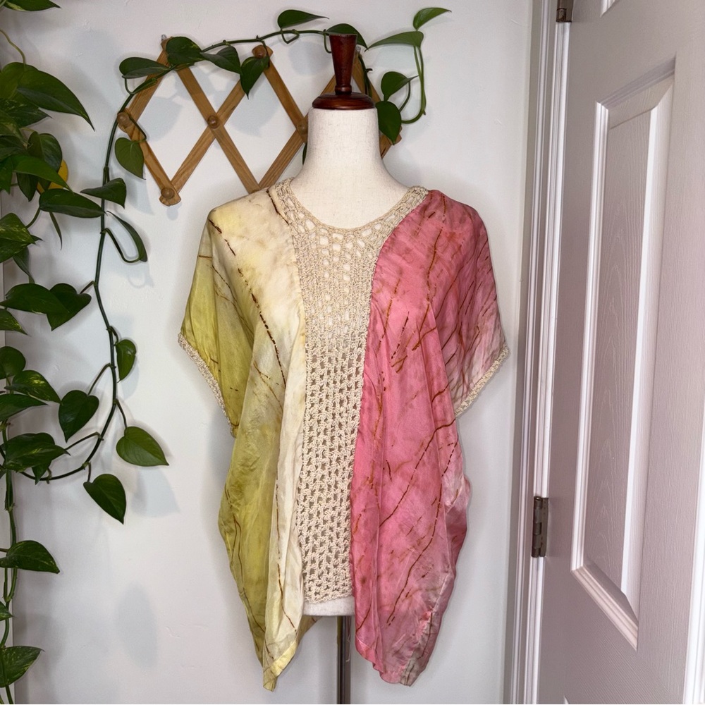 ANTHROPOLOGIE Osei Duro Silk Tie Dye Crochet Top